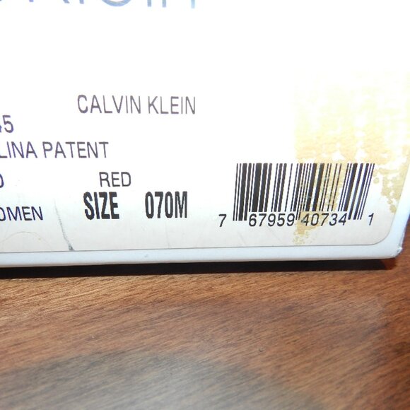 NEW Calvin Klein Vallina Red Patent Slide Mule Heels Size 7 - Picture 13 of 14